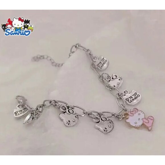Sanrio Hello Kitty Silver Charm Bracelet – Cute Alloy Chain with Adorable Charms - Picture 4 of 4